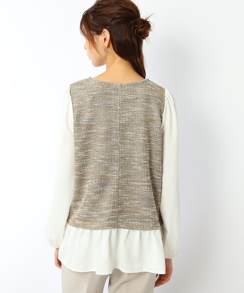 DRESKIP（ドレスキップ）の「◆ツィードレイヤード風プルオーバー（Tシャツ/カットソー・レディース・ブラック/グリーン/サンドベージュ・02/03/04）」の6枚目の写真