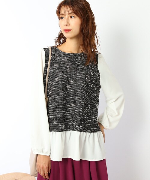 DRESKIP（ドレスキップ）の「◆ツィードレイヤード風プルオーバー（Tシャツ/カットソー・レディース・ブラック/グリーン/サンドベージュ・02/03/04）」の10枚目の写真