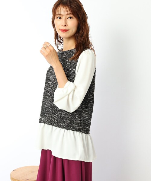 DRESKIP（ドレスキップ）の「◆ツィードレイヤード風プルオーバー（Tシャツ/カットソー・レディース・ブラック/グリーン/サンドベージュ・02/03/04）」の11枚目の写真