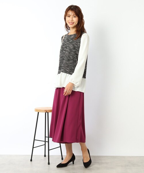 DRESKIP（ドレスキップ）の「◆ツィードレイヤード風プルオーバー（Tシャツ/カットソー・レディース・ブラック/グリーン/サンドベージュ・02/03/04）」の13枚目の写真