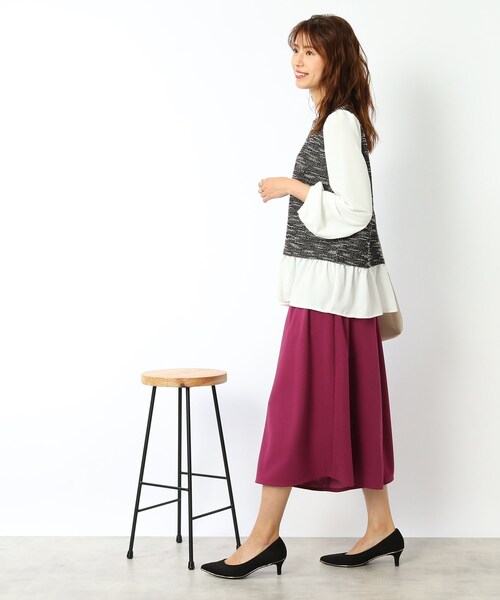 DRESKIP（ドレスキップ）の「◆ツィードレイヤード風プルオーバー（Tシャツ/カットソー・レディース・ブラック/グリーン/サンドベージュ・02/03/04）」の14枚目の写真