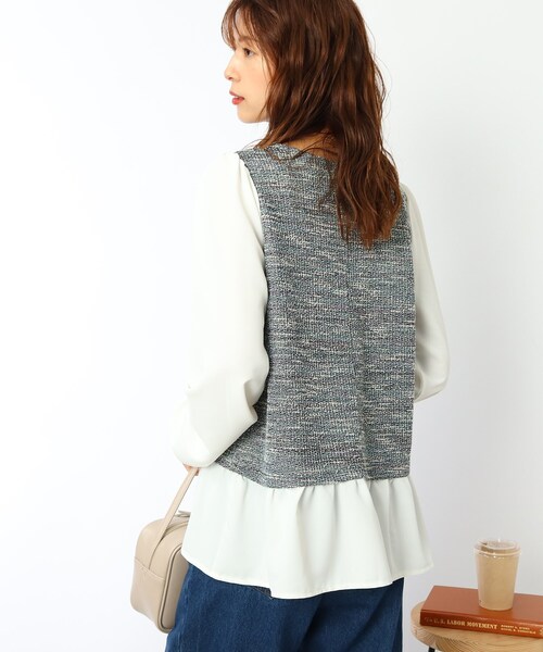 DRESKIP（ドレスキップ）の「◆ツィードレイヤード風プルオーバー（Tシャツ/カットソー・レディース・ブラック/グリーン/サンドベージュ・02/03/04）」の18枚目の写真