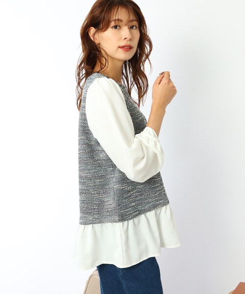 DRESKIP（ドレスキップ）の「◆ツィードレイヤード風プルオーバー（Tシャツ/カットソー・レディース・ブラック/グリーン/サンドベージュ・02/03/04）」の19枚目の写真