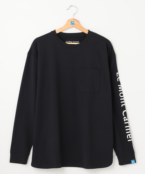 SHARE PARK（シェアパーク）の「【UNISEX】吸水速乾 ショルダーロゴロングスリーブTシャツ（L・XLサイズ）（Tシャツ/カットソー・メンズ・ホワイト系/グレー系/ネイビー系/ブラック系・LARGE/X-LARGE）」の2枚目の写真