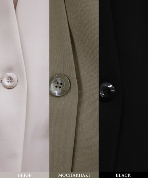 WHITE JOOLA(ホワイトジョーラ)の「【洗濯機で洗える!UVカット!防シワ!ストレッチ!アンチピリング!】マルチツイルウォッシャブル・カラーレスジャケット(総裏地)(ノーカラージャケット・レディース・ベージュ/カーキブラウン/ブラック・11号/9号/7号)」の6枚目の写真