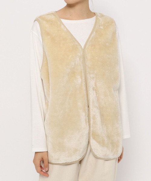 studio CLIP(スタディオクリップ)の「ボアベスト付きステンカラーコート(ステンカラーコート・レディース・ブラック/ベージュ/カーキ・FREE)」の18枚目の写真