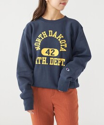 Champion:〈ウォッシャブル〉リバースウィーブ クルーネック デザイン ロゴ スウェット