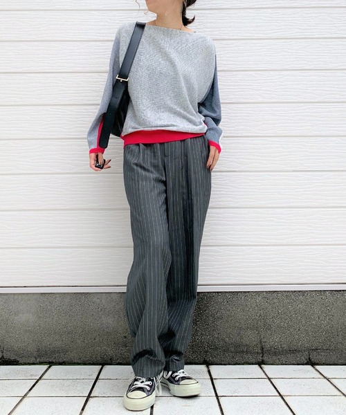 Q（キュー）の「ブロックカラー横リブドルマンニット（ニット/セーター・レディース・ネイビー系/グレー系その他/ホワイト系その他・MEDIUM）」の12枚目の写真