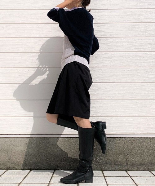 Q（キュー）の「ブロックカラー横リブドルマンニット（ニット/セーター・レディース・ネイビー系/グレー系その他/ホワイト系その他・MEDIUM）」の14枚目の写真