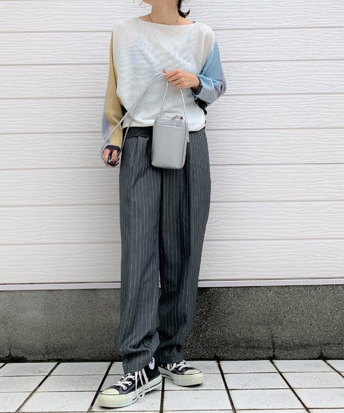 Q（キュー）の「ブロックカラー横リブドルマンニット（ニット/セーター・レディース・ネイビー系/グレー系その他/ホワイト系その他・MEDIUM）」の15枚目の写真