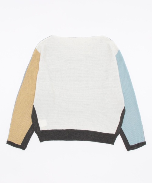 Q（キュー）の「ブロックカラー横リブドルマンニット（ニット/セーター・レディース・ネイビー系/グレー系その他/ホワイト系その他・MEDIUM）」の9枚目の写真