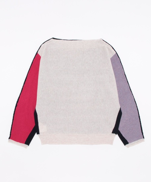 Q（キュー）の「ブロックカラー横リブドルマンニット（ニット/セーター・レディース・ネイビー系/グレー系その他/ホワイト系その他・MEDIUM）」の10枚目の写真