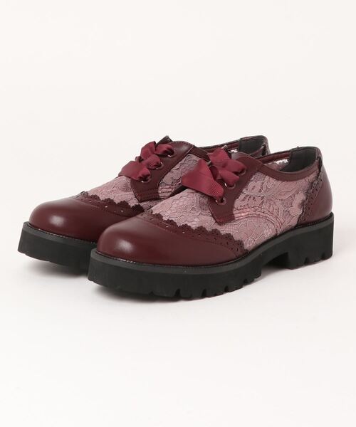 axes femme（アクシーズファム）の「厚底レースアップシューズ（ドレスシューズ・レディース・ワイン/ブラック/キナリ・MEDIUM/LARGE）」の3枚目の写真