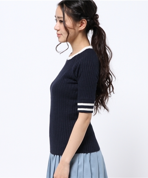 B:MING by BEAMS（ビーミングバイビームス）の「ビーミング by ビームス / リブニットプルオーバー（ニット/セーター・レディース・ホワイト/ネイビー・ONE SIZE）」の4枚目の写真