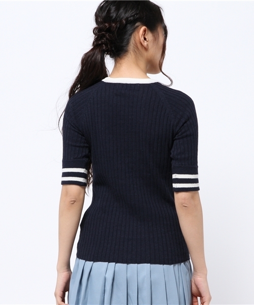 B:MING by BEAMS（ビーミングバイビームス）の「ビーミング by ビームス / リブニットプルオーバー（ニット/セーター・レディース・ホワイト/ネイビー・ONE SIZE）」の8枚目の写真