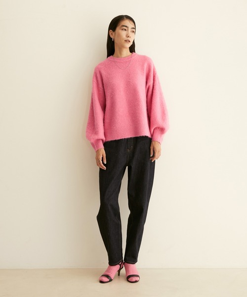 SALON adam et rope'(サロン アダム エ ロペ)の「【WEB限定】クルーネックシャギーニット(ニット/セーター・レディース・ライトグレー/ネイビー/サックスブルー/ピンク・FREE)」の7枚目の写真