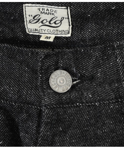 GOLD（ゴールド）の「東洋エンタープライズ GOLD / ゴールド：RECYCLED WASTE SUVIN COTTON YARN 11oz. DENIM 5POCKET WIDE PANTS：22B-GL42320[MUS]（デニムパンツ・メンズ・ネイビー/ブラック・S/M/L）」の9枚目の写真
