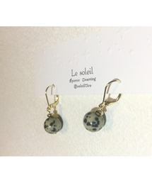 【Le soleil】ダルメシアンジャスパー フレンチフックピアス(MA)
