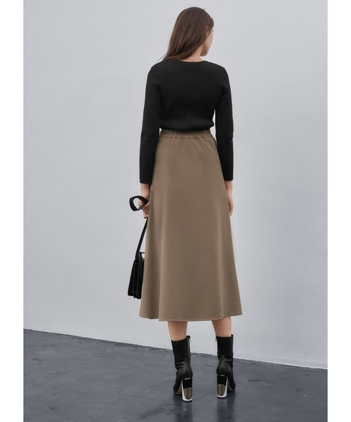 STYLE DELI(スタイルデリ)の「表面ジョーゼット裏起毛Aラインスカート(スカート・レディース・ベージュ/ホワイト系・FREE)」の6枚目の写真