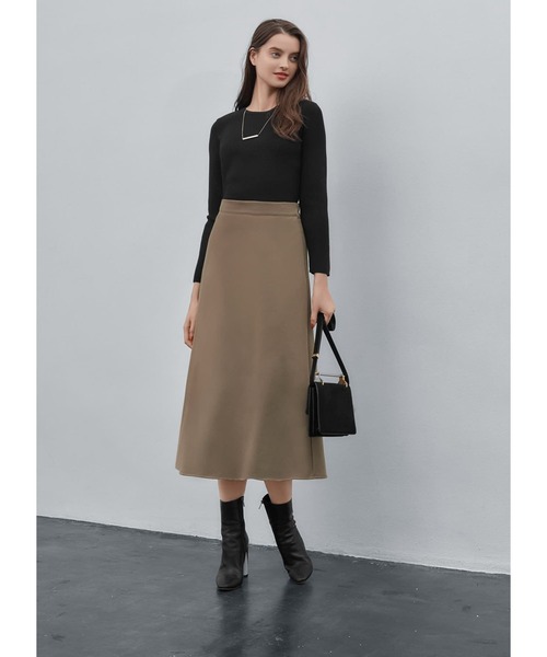 STYLE DELI(スタイルデリ)の「表面ジョーゼット裏起毛Aラインスカート(スカート・レディース・ベージュ/ホワイト系・FREE)」の13枚目の写真