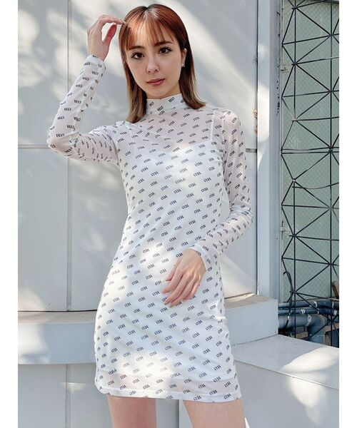 GYDA(ジェイダ)の「GYDA patternシースルーワンピース(ワンピース・レディース・ブラック/オフホワイト・FREE)」の2枚目の写真