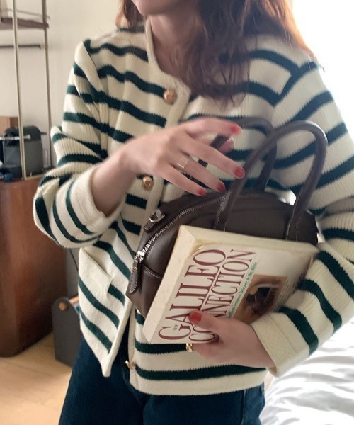 SETUP7（セットアップセブン）の「【SETUP7】クルーネックボーダーカーディガン SCCH289（カーディガン/ボレロ・レディース・ブラック/レッド・FREE）」の9枚目の写真