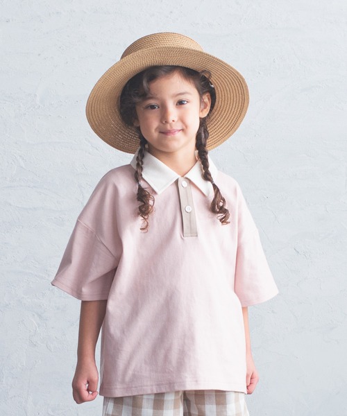 pairmanon（ペアマノン）の「【かぞくおそろい】ユニセックス配色半袖ポロシャツ（Tシャツ/カットソー・キッズ・ピンク/ホワイト系その他/グレイッシュベージュ/ブルー系その他2/ブルー系その他4/アイボリー/ブラウン系その他2・80/90/100/110/120/130/140/150）」の7枚目の写真