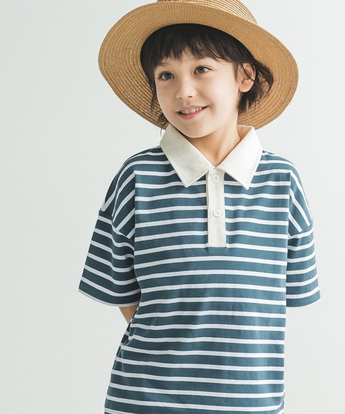 pairmanon（ペアマノン）の「【かぞくおそろい】ユニセックス配色半袖ポロシャツ（Tシャツ/カットソー・キッズ・ピンク/ホワイト系その他/グレイッシュベージュ/ブルー系その他2/ブルー系その他4/アイボリー/ブラウン系その他2・80/90/100/110/120/130/140/150）」の5枚目の写真