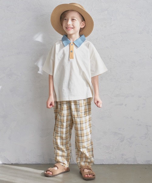 pairmanon（ペアマノン）の「【かぞくおそろい】ユニセックス配色半袖ポロシャツ（Tシャツ/カットソー・キッズ・ピンク/ホワイト系その他/グレイッシュベージュ/ブルー系その他2/ブルー系その他4/アイボリー/ブラウン系その他2・80/90/100/110/120/130/140/150）」の16枚目の写真