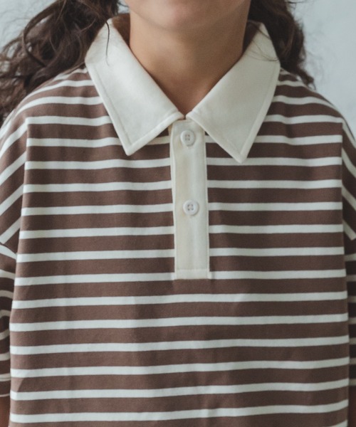 pairmanon（ペアマノン）の「【かぞくおそろい】ユニセックス配色半袖ポロシャツ（Tシャツ/カットソー・キッズ・ピンク/ホワイト系その他/グレイッシュベージュ/ブルー系その他2/ブルー系その他4/アイボリー/ブラウン系その他2・80/90/100/110/120/130/140/150）」の14枚目の写真