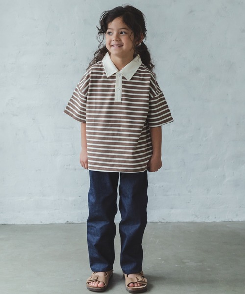 pairmanon（ペアマノン）の「【かぞくおそろい】ユニセックス配色半袖ポロシャツ（Tシャツ/カットソー・キッズ・ピンク/ホワイト系その他/グレイッシュベージュ/ブルー系その他2/ブルー系その他4/アイボリー/ブラウン系その他2・80/90/100/110/120/130/140/150）」の19枚目の写真