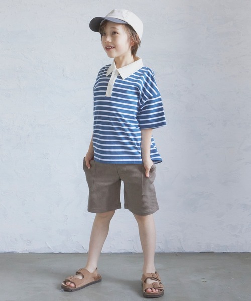 pairmanon（ペアマノン）の「【かぞくおそろい】ユニセックス配色半袖ポロシャツ（Tシャツ/カットソー・キッズ・ピンク/ホワイト系その他/グレイッシュベージュ/ブルー系その他2/ブルー系その他4/アイボリー/ブラウン系その他2・80/90/100/110/120/130/140/150）」の17枚目の写真