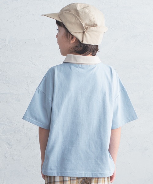 pairmanon（ペアマノン）の「【かぞくおそろい】ユニセックス配色半袖ポロシャツ（Tシャツ/カットソー・キッズ・ピンク/ホワイト系その他/グレイッシュベージュ/ブルー系その他2/ブルー系その他4/アイボリー/ブラウン系その他2・80/90/100/110/120/130/140/150）」の11枚目の写真