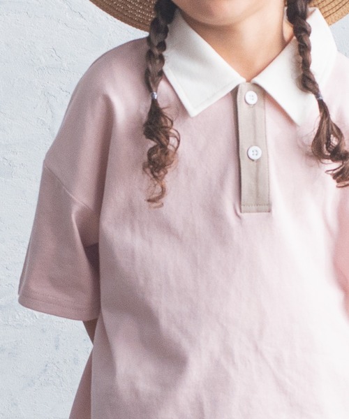 pairmanon（ペアマノン）の「【かぞくおそろい】ユニセックス配色半袖ポロシャツ（Tシャツ/カットソー・キッズ・ピンク/ホワイト系その他/グレイッシュベージュ/ブルー系その他2/ブルー系その他4/アイボリー/ブラウン系その他2・80/90/100/110/120/130/140/150）」の15枚目の写真