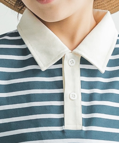 pairmanon（ペアマノン）の「【かぞくおそろい】ユニセックス配色半袖ポロシャツ（Tシャツ/カットソー・キッズ・ピンク/ホワイト系その他/グレイッシュベージュ/ブルー系その他2/ブルー系その他4/アイボリー/ブラウン系その他2・80/90/100/110/120/130/140/150）」の8枚目の写真