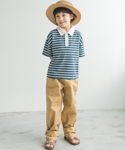 pairmanon（ペアマノン）の「【かぞくおそろい】ユニセックス配色半袖ポロシャツ（Tシャツ/カットソー・キッズ・ピンク/ホワイト系その他/グレイッシュベージュ/ブルー系その他2/ブルー系その他4/アイボリー/ブラウン系その他2・80/90/100/110/120/130/140/150）」の9枚目の写真