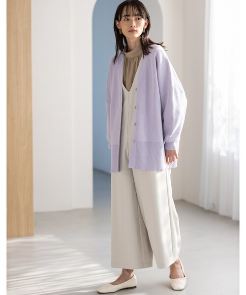 THE SHOP TK （ザ ショップ ティーケー ）の「◆【着回し◎/ヒップが隠れる丈/洗える】ミドルカーディガン（カーディガン/ボレロ・レディース・ライトベージュ/ライトパープル/イエロー・11/12/13）」の8枚目の写真