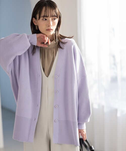 THE SHOP TK （ザ ショップ ティーケー ）の「◆【着回し◎/ヒップが隠れる丈/洗える】ミドルカーディガン（カーディガン/ボレロ・レディース・ライトベージュ/ライトパープル/イエロー・11/12/13）」の9枚目の写真