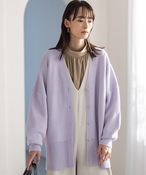 THE SHOP TK （ザ ショップ ティーケー ）の「◆【着回し◎/ヒップが隠れる丈/洗える】ミドルカーディガン（カーディガン/ボレロ・レディース・ライトベージュ/ライトパープル/イエロー・11/12/13）」の10枚目の写真