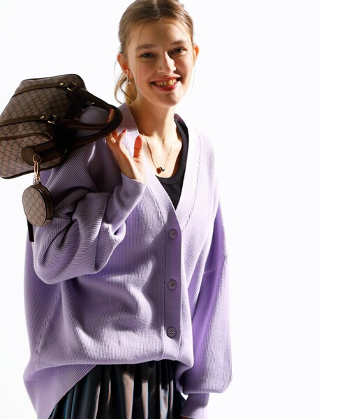 THE SHOP TK （ザ ショップ ティーケー ）の「◆【着回し◎/ヒップが隠れる丈/洗える】ミドルカーディガン（カーディガン/ボレロ・レディース・ライトベージュ/ライトパープル/イエロー・11/12/13）」の3枚目の写真