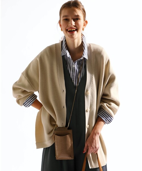 THE SHOP TK （ザ ショップ ティーケー ）の「◆【着回し◎/ヒップが隠れる丈/洗える】ミドルカーディガン（カーディガン/ボレロ・レディース・ライトベージュ/ライトパープル/イエロー・11/12/13）」の2枚目の写真