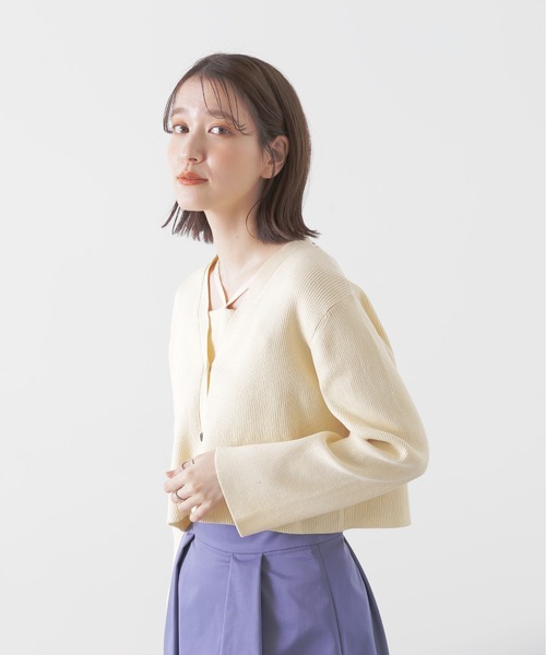 N.（N. Natural Beauty Basic）（エヌエヌナチュラルビューティーベーシック）の「◆ショートカーデ×ホルターインナーアンサンブル（カーディガン/ボレロ・レディース・オフホワイト/ホワイト×ブラック/ブラック・MEDIUM）」の20枚目の写真