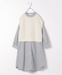 ニットベストセットシャツワンピース/174433