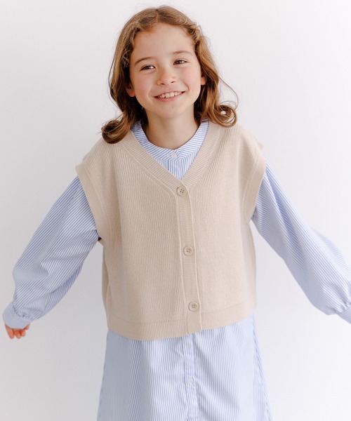 GLOBAL WORK（グローバルワーク）の「ニットベストセットシャツワンピース/174433（ワンピース・キッズ・ベージュ/アイボリー・150cm/130cm/110cm/140cm/100cm/160cm/120cm）」の15枚目の写真