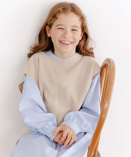 GLOBAL WORK（グローバルワーク）の「ニットベストセットシャツワンピース/174433（ワンピース・キッズ・ベージュ/アイボリー・150cm/130cm/110cm/140cm/100cm/160cm/120cm）」の16枚目の写真