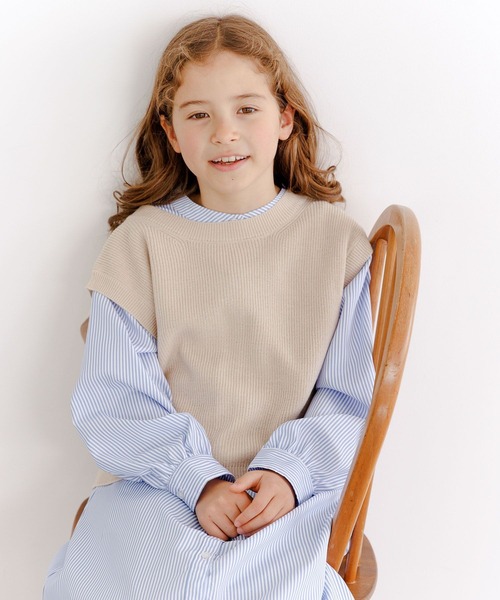 GLOBAL WORK（グローバルワーク）の「ニットベストセットシャツワンピース/174433（ワンピース・キッズ・ベージュ/アイボリー・150cm/130cm/110cm/140cm/100cm/160cm/120cm）」の17枚目の写真