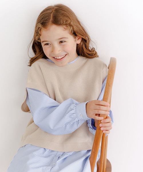 GLOBAL WORK（グローバルワーク）の「ニットベストセットシャツワンピース/174433（ワンピース・キッズ・ベージュ/アイボリー・150cm/130cm/110cm/140cm/100cm/160cm/120cm）」の18枚目の写真