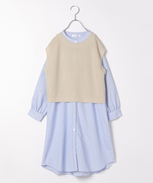 GLOBAL WORK（グローバルワーク）の「ニットベストセットシャツワンピース/174433（ワンピース・キッズ・ベージュ/アイボリー・150cm/130cm/110cm/140cm/100cm/160cm/120cm）」の19枚目の写真