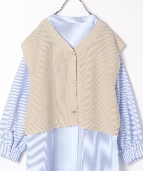 GLOBAL WORK（グローバルワーク）の「ニットベストセットシャツワンピース/174433（ワンピース・キッズ・ベージュ/アイボリー・150cm/130cm/110cm/140cm/100cm/160cm/120cm）」の22枚目の写真