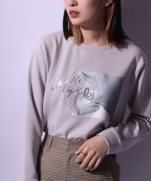 Anna Nicola（アンナニコラ）の「Anna Nicola コットンダンボールピアスチャーム フォトプルオーバー（スウェット・レディース・エメラルド/ライトグレー/ベージュ/ブラック・38）」の15枚目の写真